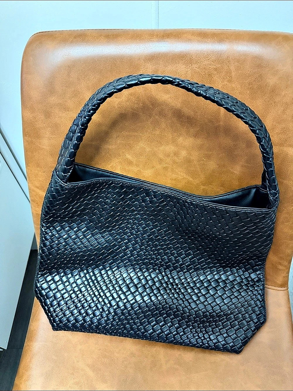 Woven Shoulder Bag in Black Like New